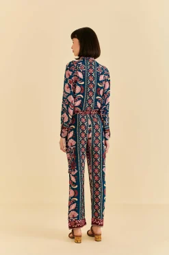  TEAL SEASHELL TAPESTRY CARGO PANTS