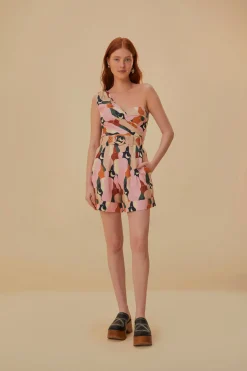 THE KISS MULTICOLOR ONE SHOULDER ROMPER
