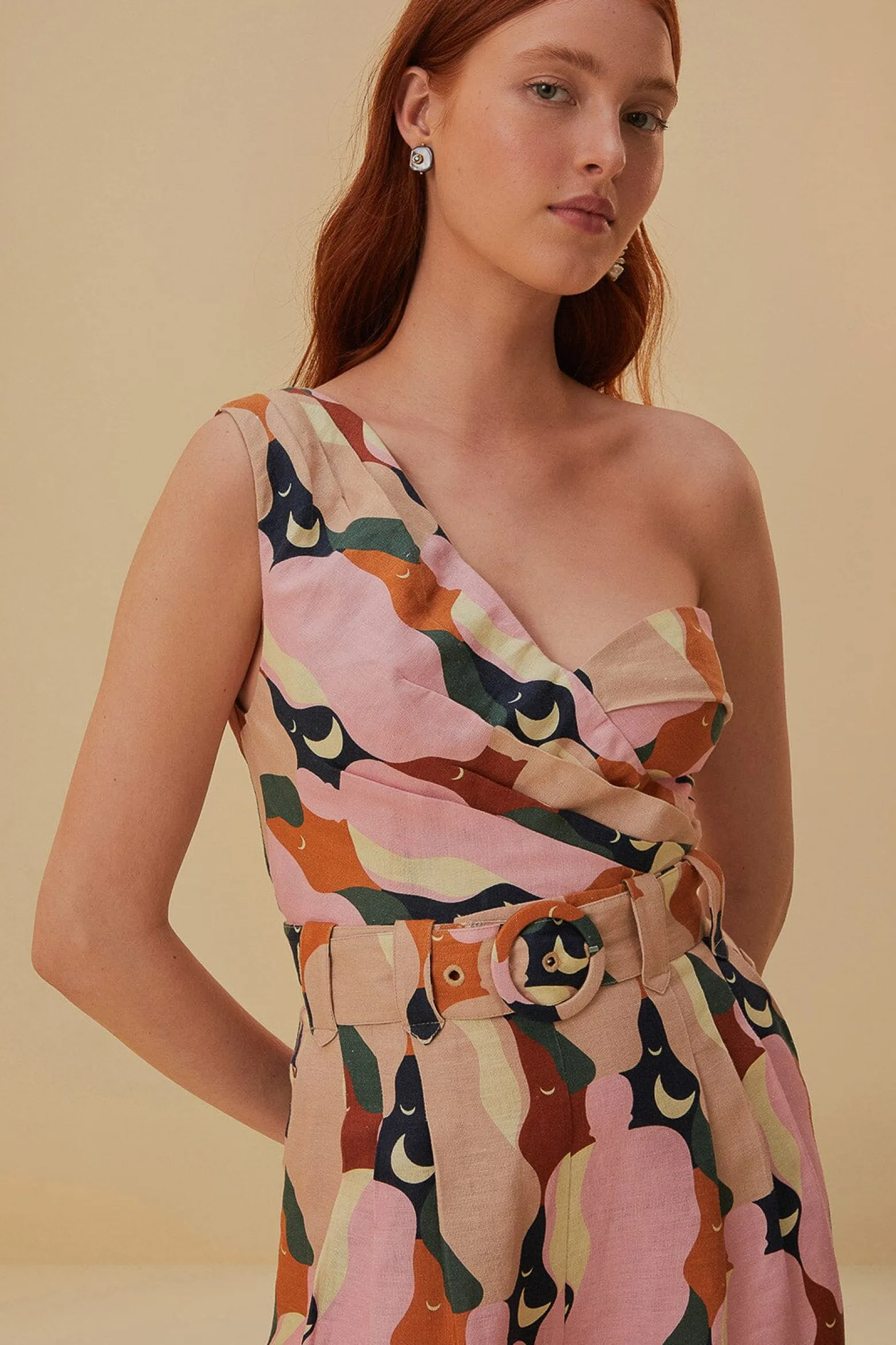 THE KISS MULTICOLOR ONE SHOULDER ROMPER