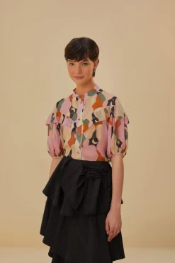 THE KISS MULTICOLOR SHORT SLEEVE BLOUSE