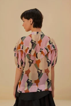 THE KISS MULTICOLOR SHORT SLEEVE BLOUSE