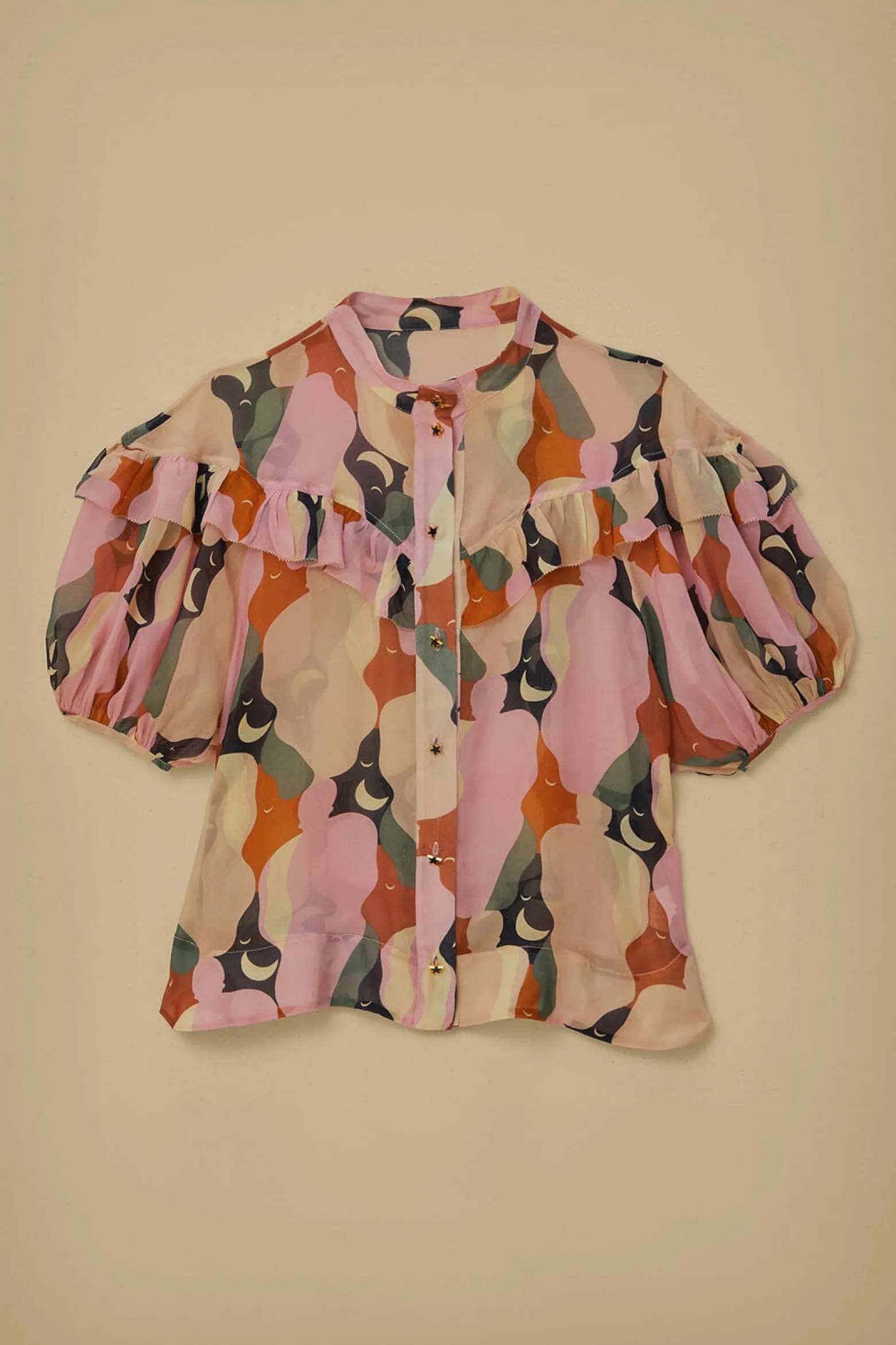 THE KISS MULTICOLOR SHORT SLEEVE BLOUSE