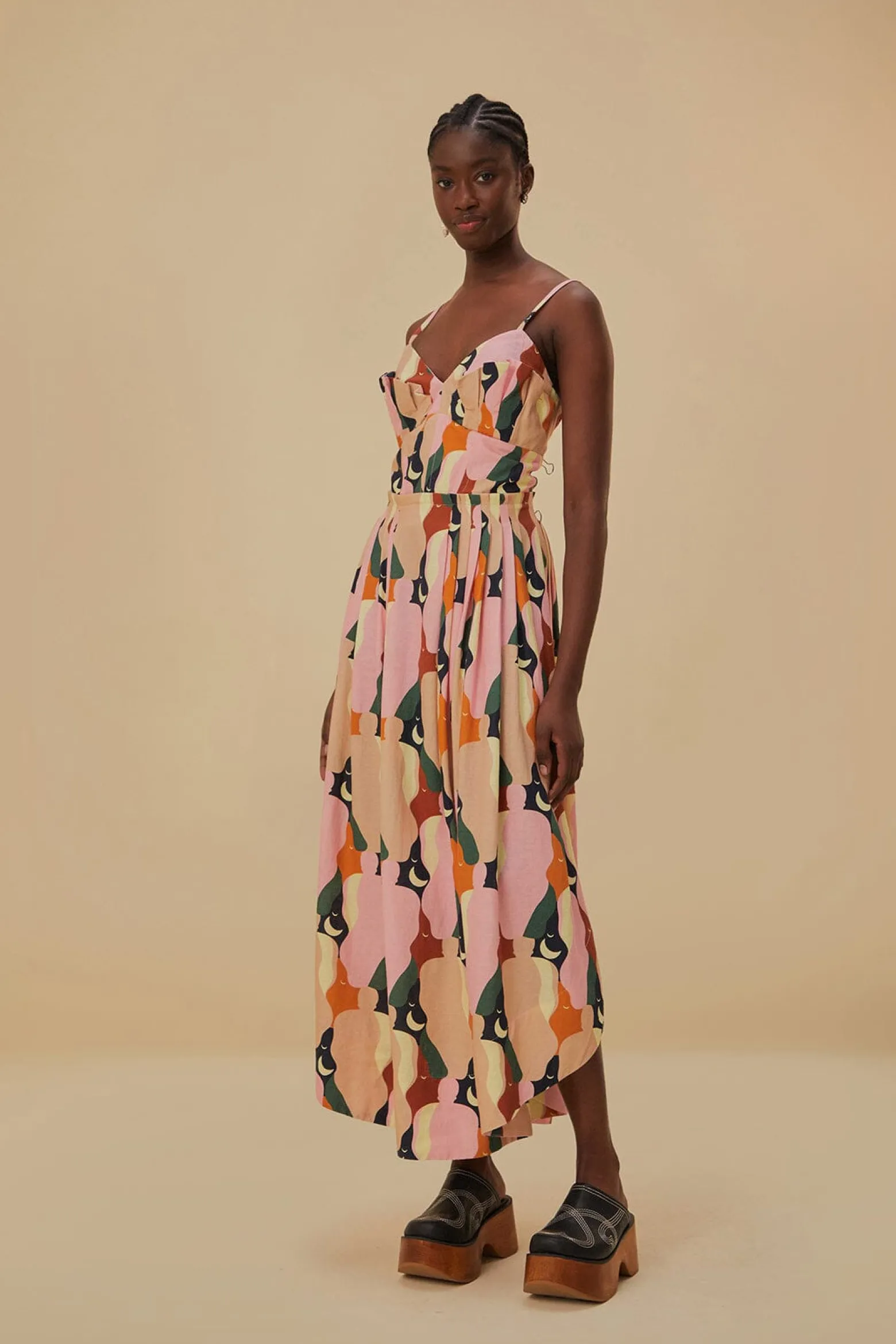  THE KISS MULTICOLOR SLEEVELESS MIDI DRESS
