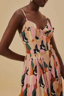  THE KISS MULTICOLOR SLEEVELESS MIDI DRESS