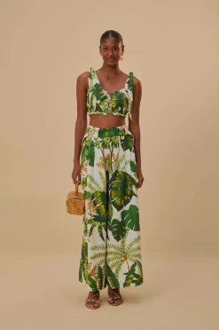  TROPICAL FOREST OFF-WHITE KNOT SLEEVELESS CROP TOP