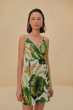  TROPICAL FOREST OFF-WHITE MINI DRESS