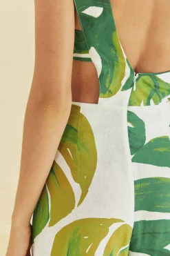 WHITE MONSTERA ONE SHOULDER JUMPSUIT