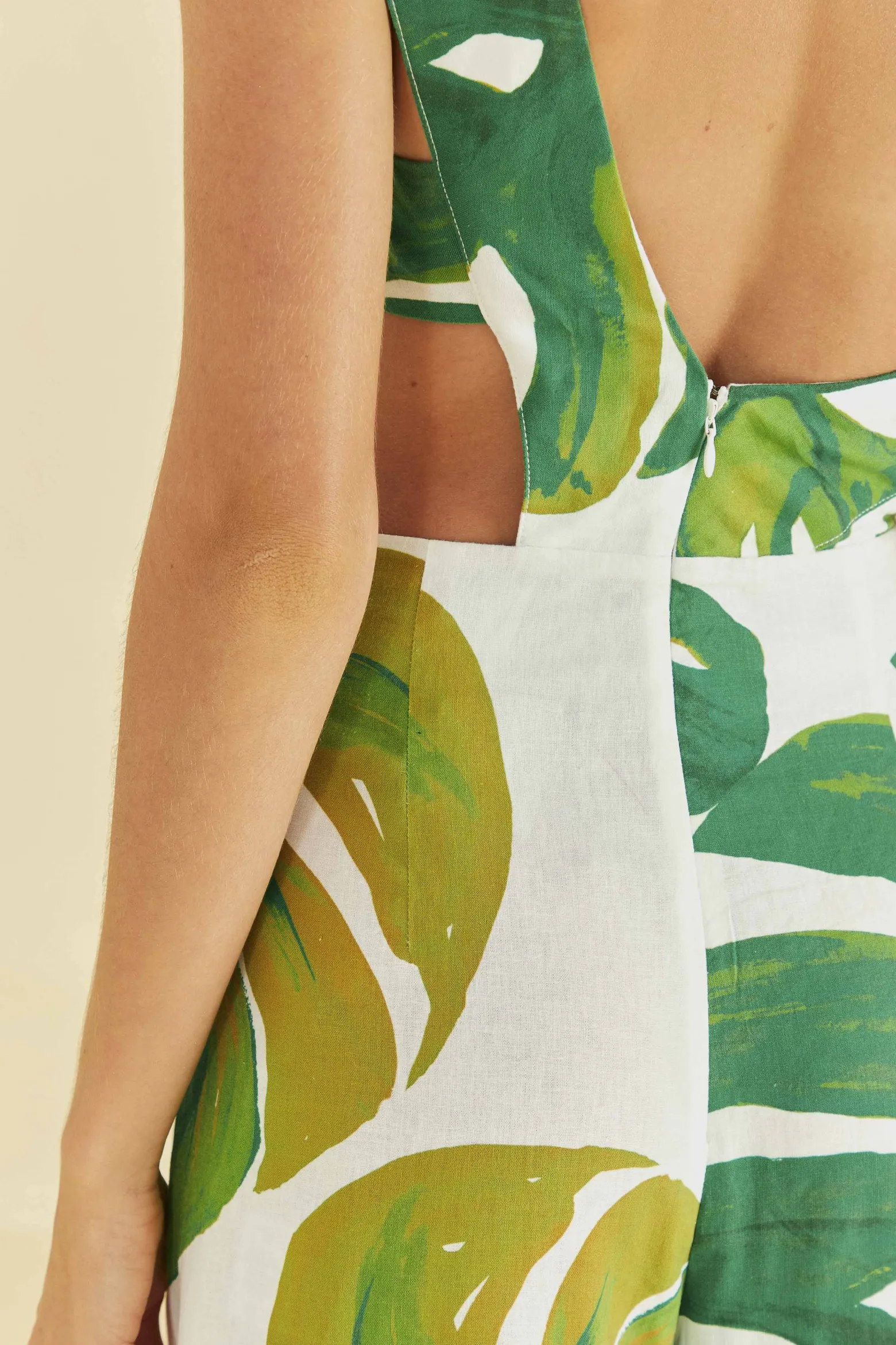 WHITE MONSTERA ONE SHOULDER JUMPSUIT