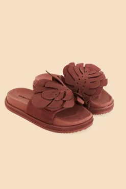 WINE MONSTERA ANATOMIC SLIDE SANDAL