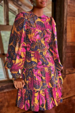 YELLOW FRUIT DREAM LONG SLEEVE MINI DRESS